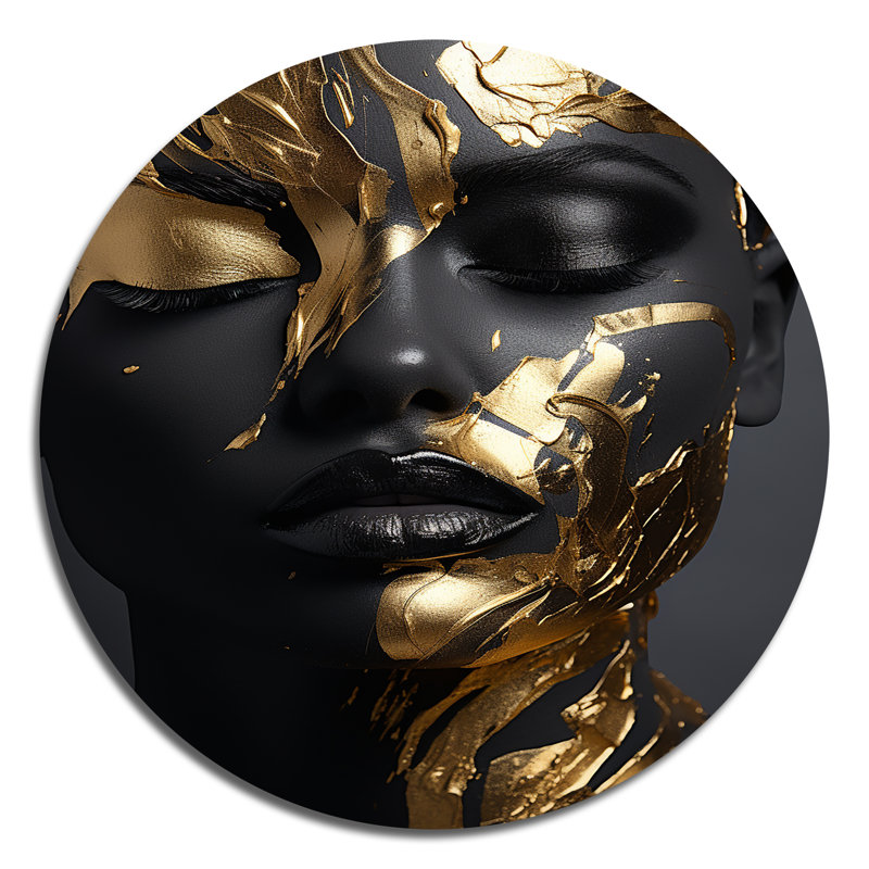 Femme dorée noire et dorée - Photo II, H 16 po x l 16 po