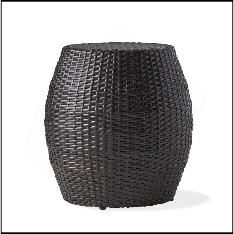 Weather-Resistant Wicker Patio Side Table, Compact And Durable For Outdoor Use And Stylish Decor, Brown Multi