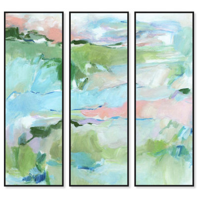 Blurred Distance - Ira Colmeva Bungay Large Framed 3 Piece Canvas Print by Art Remedy, Black Frame, 16 x 48