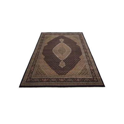 Mahi Bijar Hand Knotted Black /Gold 11x16 Oversize Rug