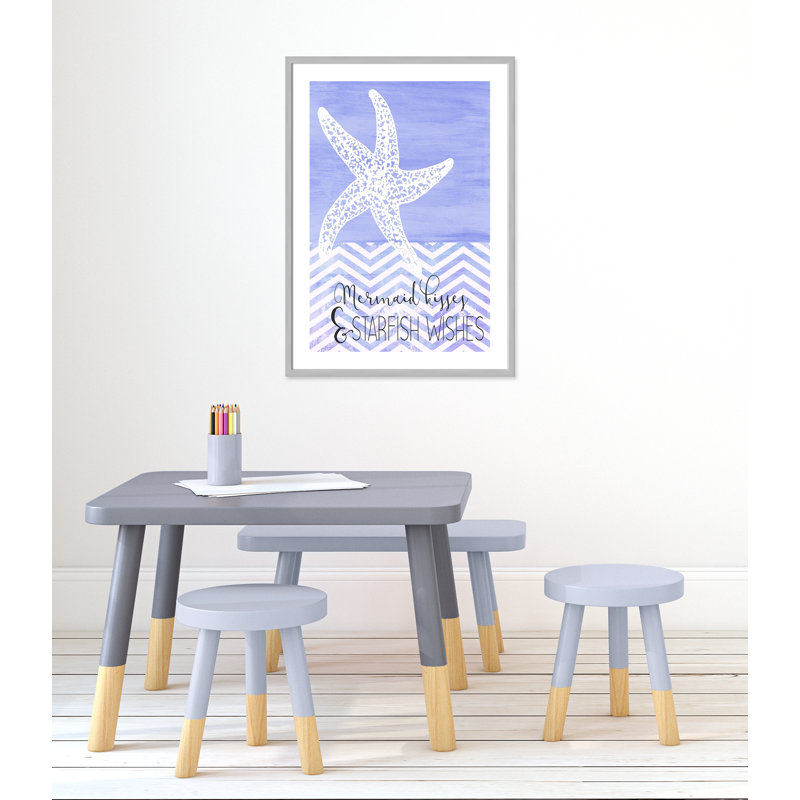 Adhésif décoratif «Mermaid Kisses», H 34,5 po x l 24,5 po x P 1,18 po, Encadré de boîte argent