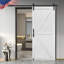 Porte de grange en panneau de fibres à densité moyenne facile à assembler - Dalle solide recouverte d'une surface en PVC imperméable avec trousse de quincaillerie-92412983-104714684