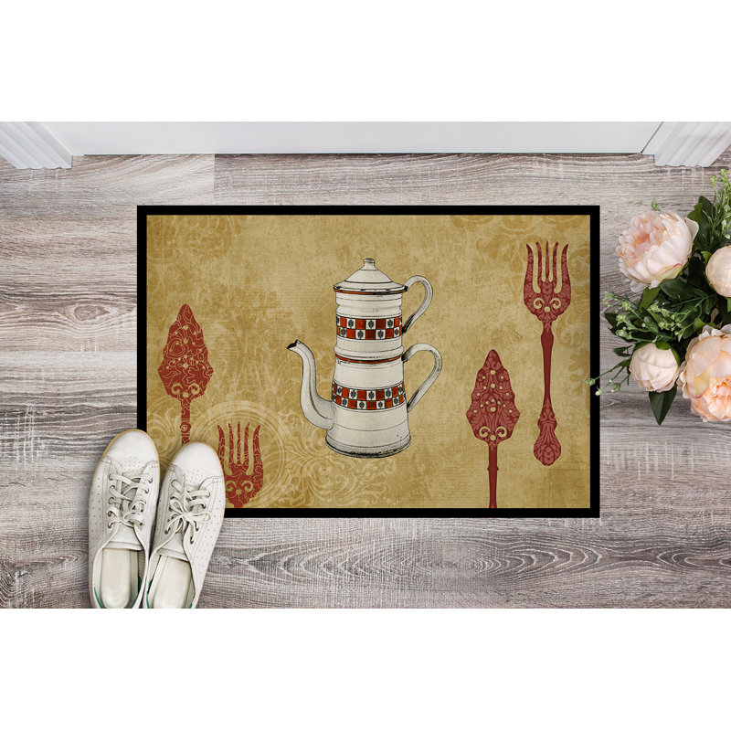 Tapis d'entrée antidérapant Teapot Welcome, Rectangle 2 pi x 3 pi