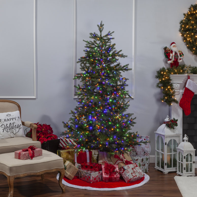 Artificial Pine Christmas Tree with Color & Clear Lights, 6.5' H