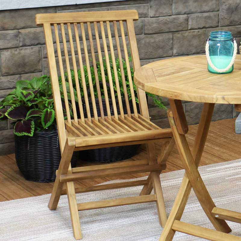 Chaise d'appoint de salle à manger pliante en bois de teck Heitman