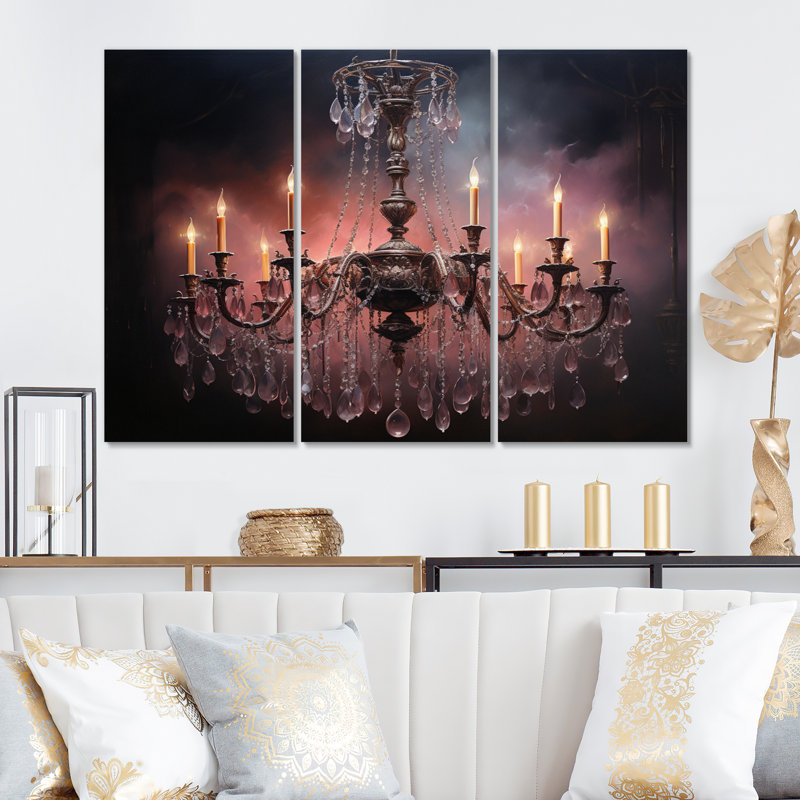 Lustre 3 pièces ombres, H 28 po x l 36 po x P 1 po