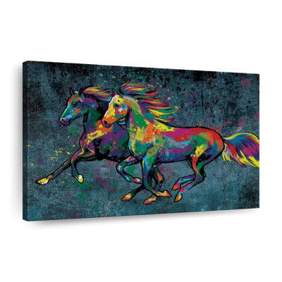 " Duo Horse Color Splash Paint " by Jude A