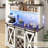 47"Wide 56"H Farmhouse Coffee Bar Cabinet With Power Outlet And LED Light,Wine Bar Cabinet W/3 Storage Hutch,Kitchen Buffet Cabinet With 10 Wine And Glass Racks For Kitchen Dining Room(Antique White)-744110145