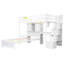 Lit mezzanine simple au-dessus d'un lit blanc avec escalier, bureau et rangement-2090497964