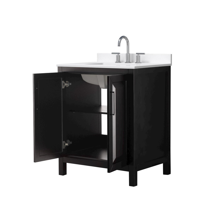 Daria 30'' W Vanity, White Quartz, Brown, Polished Chrome
