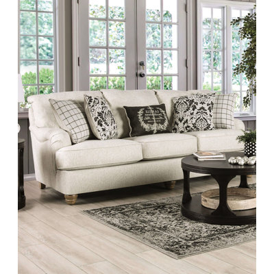 93.4" W Transitional Sofa, Ivory