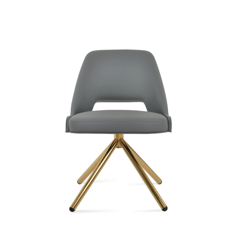 Chaise d'appoint pivotante Marash Stick, Gris clair, Or