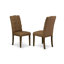 7 Piece Dining Table Set Consist of a Rectangle Dining Room Table with X-Legs and 6 Brown Linen Fabric Upholstered Chairs, Distressed Jacobean-1003250814-1003250815-1003250808