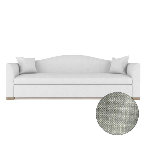 Horatio Camelback Taper Curved-Arm Sofa, Box Weave Linen Alabaster, 33" H x 96" W x 36" D, Weathered