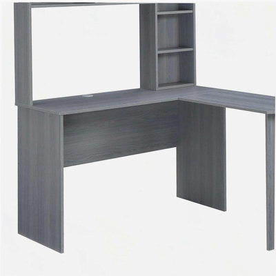 Bureau moderne en L gris