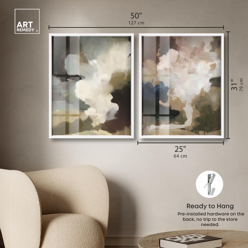 Ensemble de décorations murales bohème Mute Harmony pair par Art Remedy, cadre blanc, 24 x 30, H 31 po x l 25 po, Cadre blanc