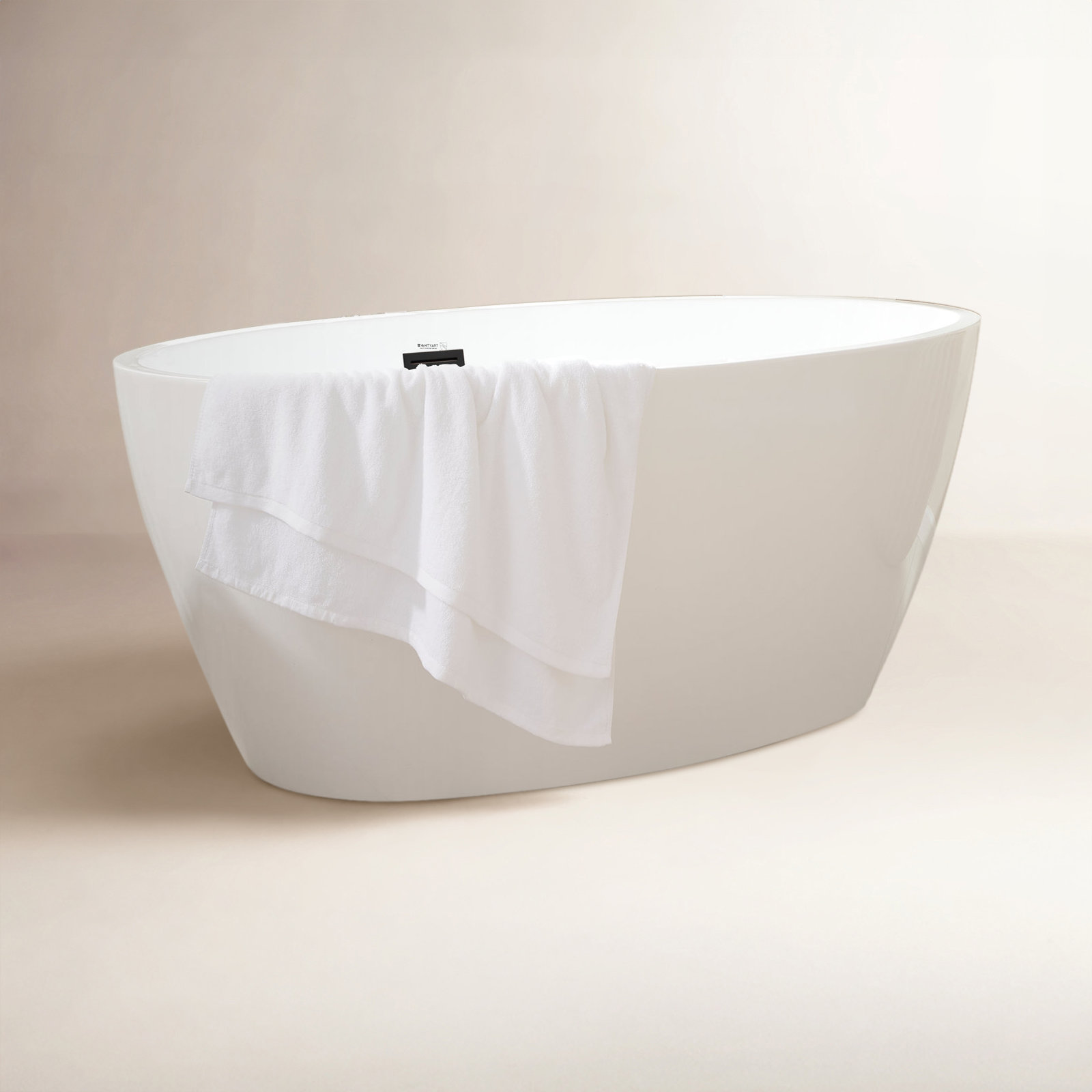 Sophia Freestanding Soaking Acrylic Bathtub, White/Matte Black, 22.8" H x 31.9" W x 55.1" L