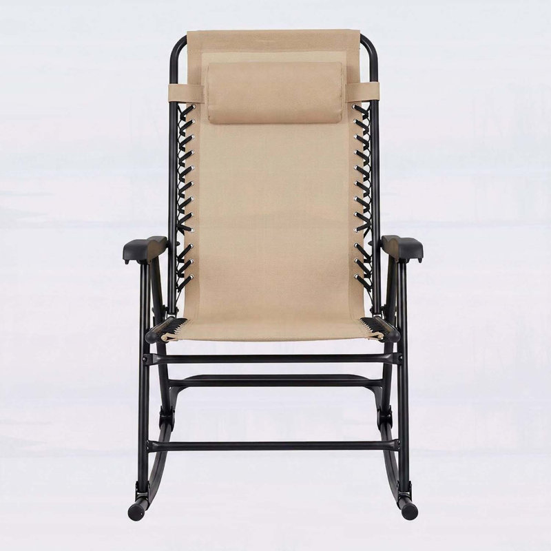 Ensemble de 2 chaises berçantes pliantes avec confort ergonomique et fabrication durable résistante aux intempéries, Kaki