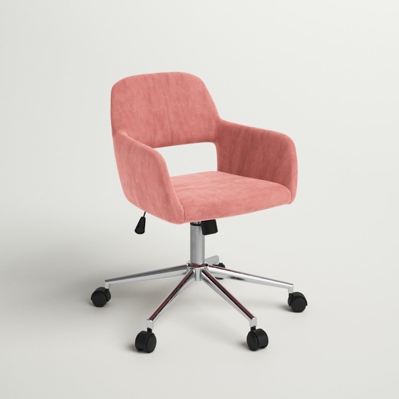Primeaux Velvet Scandinavian Desk Chair, Rose