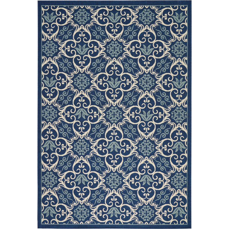 Tapis bleu marine traditionnel Janyce, Rectangle 9 pi 3 po x 12 pi 9 po