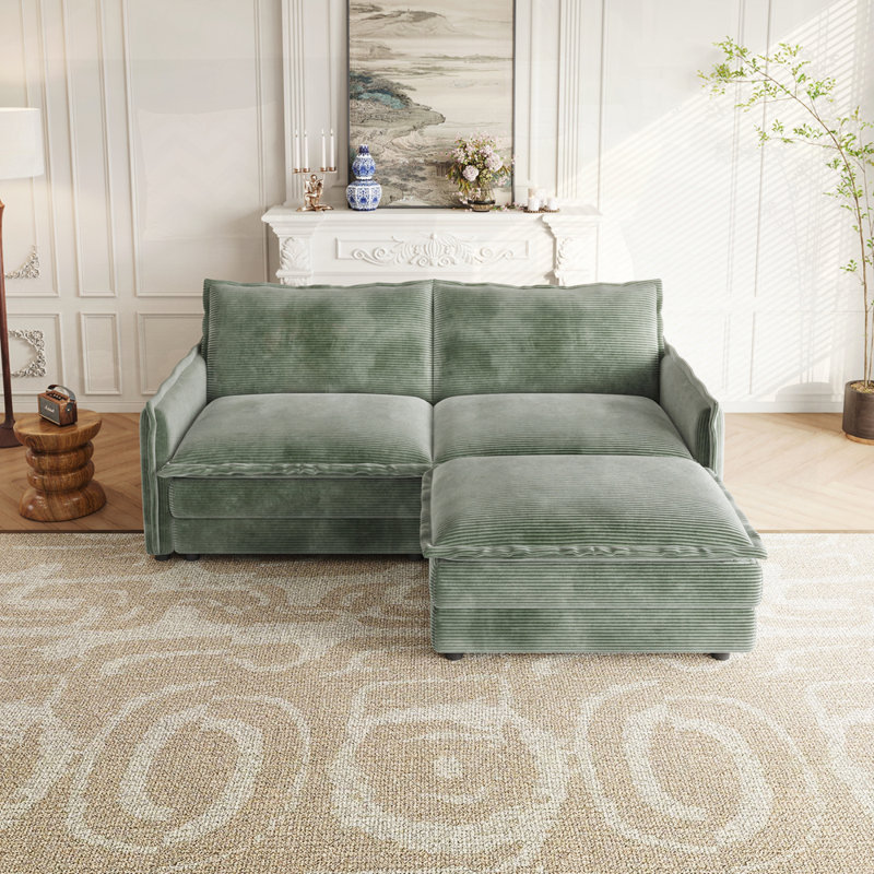 upholstered large-size deep-seat sofa, Green
