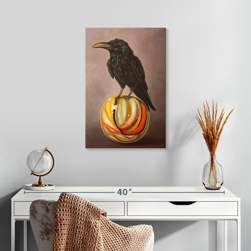 Brampt Crow On A Marble, 24" H x 16" W