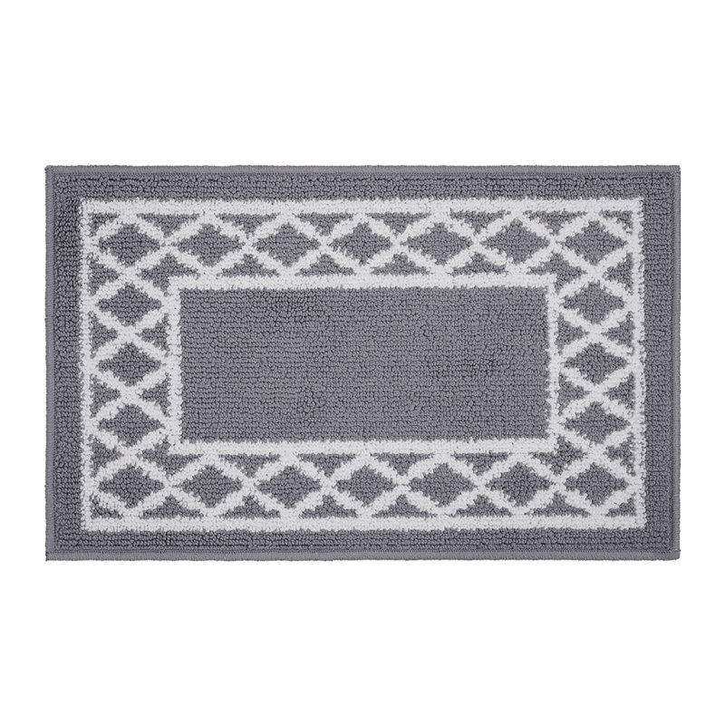 Home Decor Luxury Non-Slip Rubber Backing Safety Soft Runner Area Carpet Floor Area Rug Indoor Interior Accent Decorative Mat, Silver Colour Moroccan Trellis Design, 20 x 32 Inch