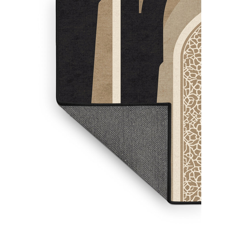 Tapis oriental doux et moelleux de style oriental noir Teterboro, Carré 6 pi