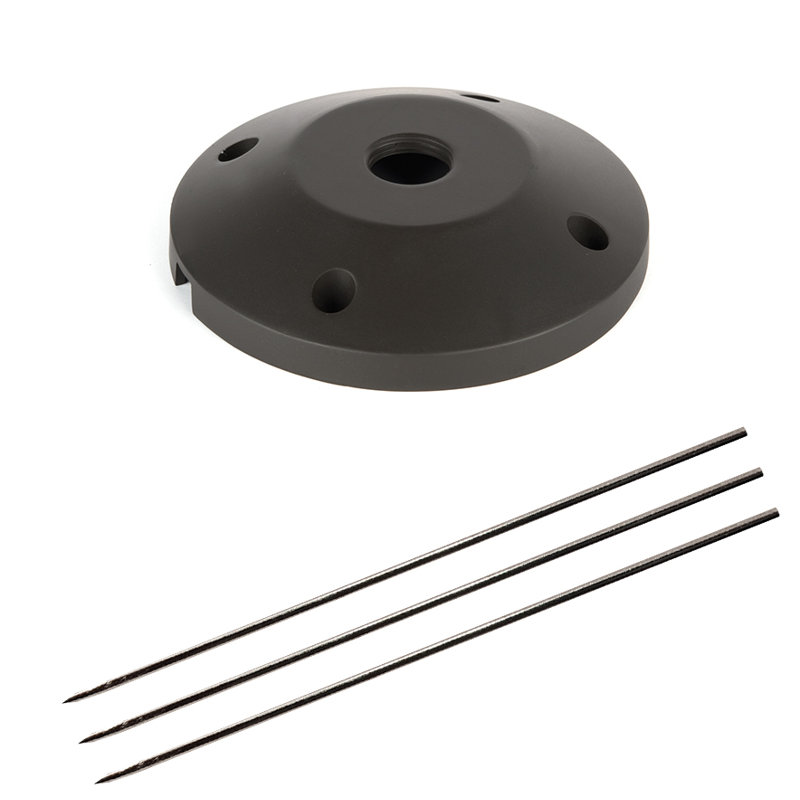 Surface Mount Flange/Stake Landscape Accessory, Bronze on Brass, Bronze on Brass