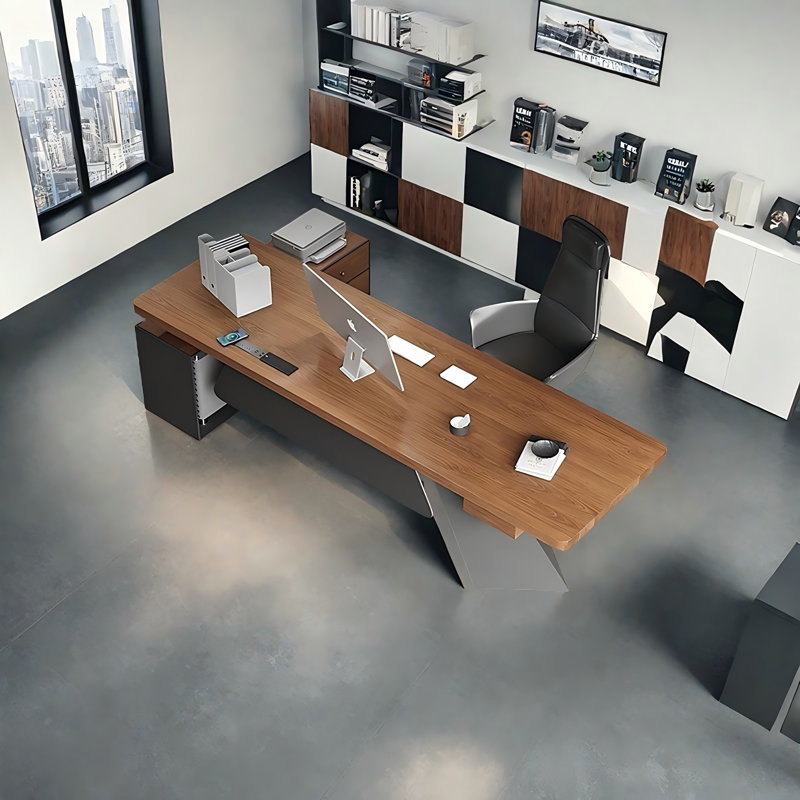 78.74"L-shape Solid Wood Executive Desk, 29.53" H x 78.74" W x 31.5" D