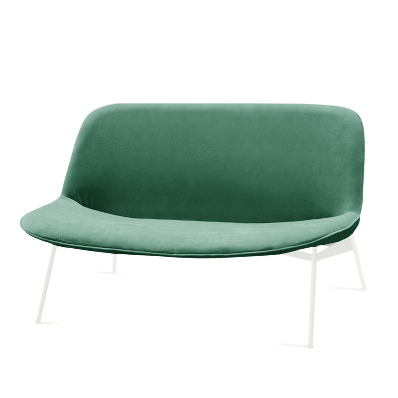 Canapé Chiado, Velours vert Paris, Blanc, H 31 po x l 75 po x P 25 po
