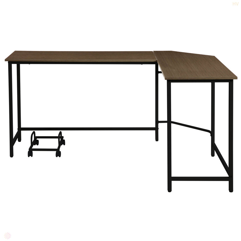 L-Shape Computer Desk, Brown/Black
