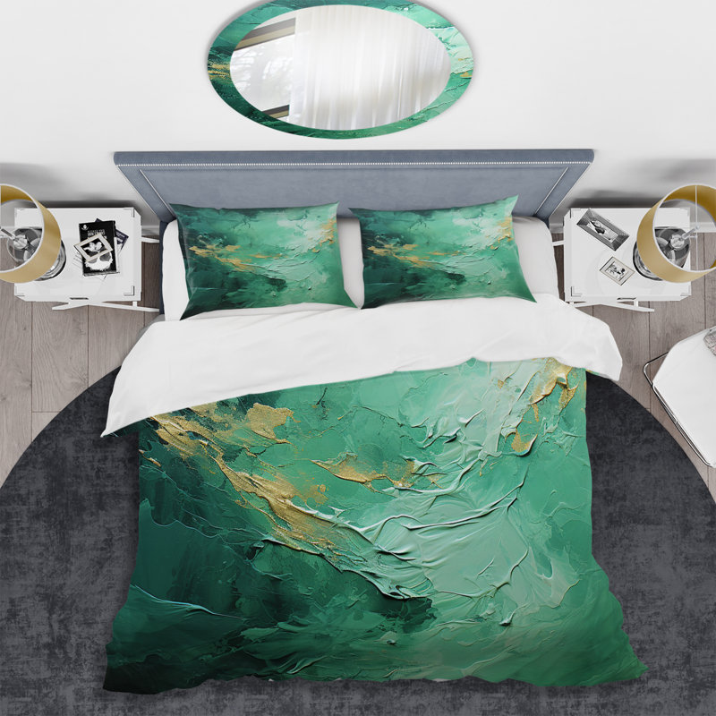 Ensemble de housse de couette Emerald Euphoria I - Abstract Landscape, Housse de couette très grand et 2 très grandes t