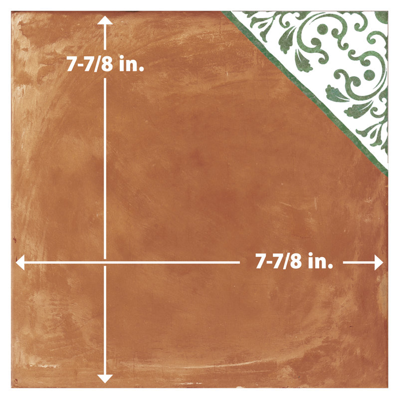 Sentier 7.88" x 7.88" Porcelain Spanish Wall & Floor Tile, Brown/White/Green