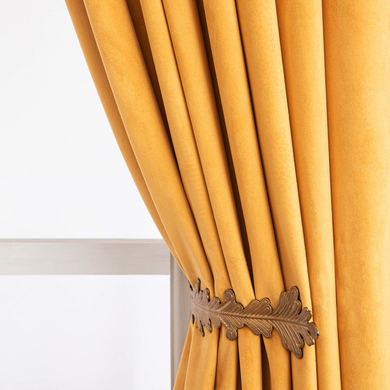 Lauier Velvet Blackout Curtain Pair, 52" W x 96" L, Yellow