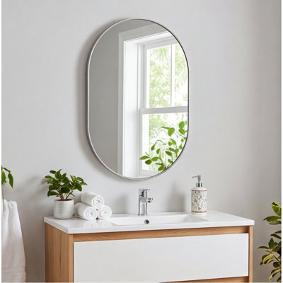 Miroir mural argenté en métal 20 po x 28 po