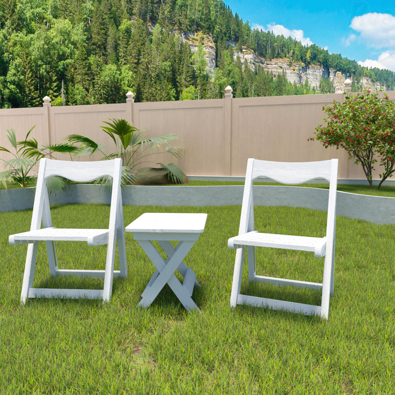 Ensemble de petites tables et chaises pliantes White Hips avec 2 chaises et mobilier d'extérieur pour table rectangulaire