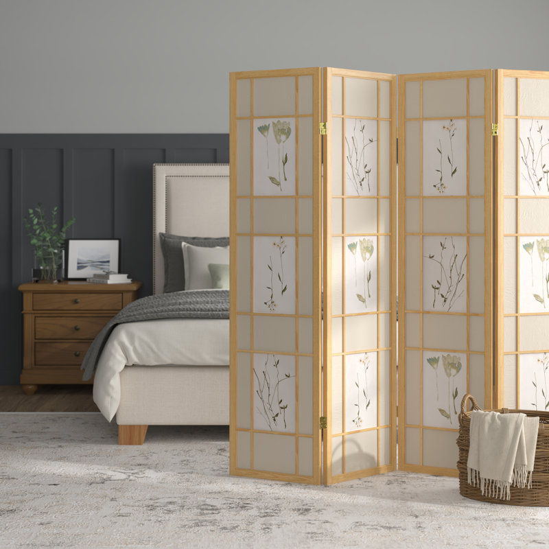 Cloison pliante 4 panneaux East Broadway H 70 ", Naturel, 4