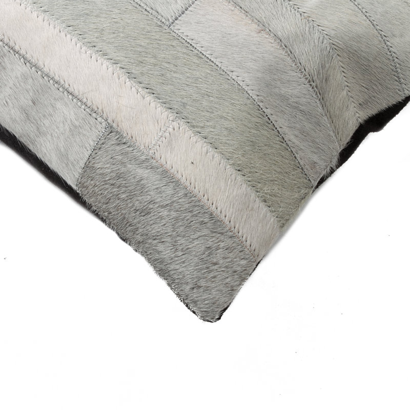 Rectangular Leather Pillow Cover and Insert, Gray