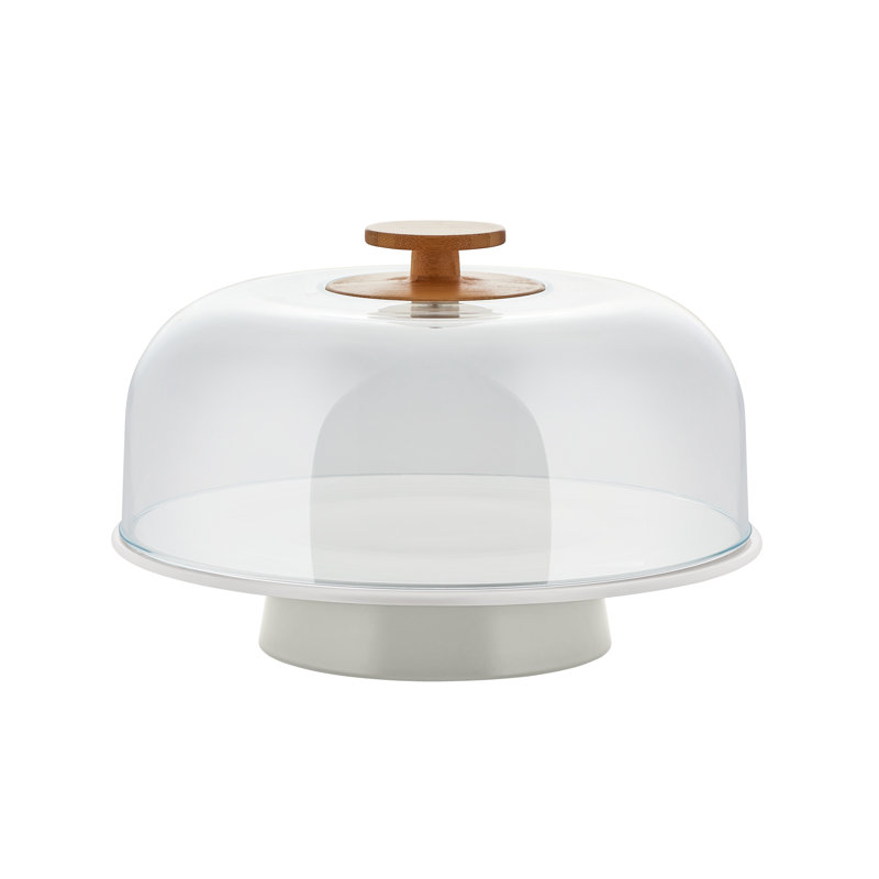 Stand In Porcelain, Warm Grey. Lid In PMMA With Knob In Bamboo Wood.