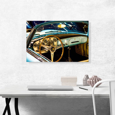 Vieille voiture intérieure - reproduction de photo sur toile tendue