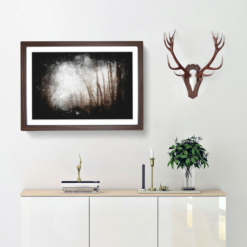 Woodland Road - Framed Print, 33cm H x 45cm W x 2cm D, Walnut Framed
