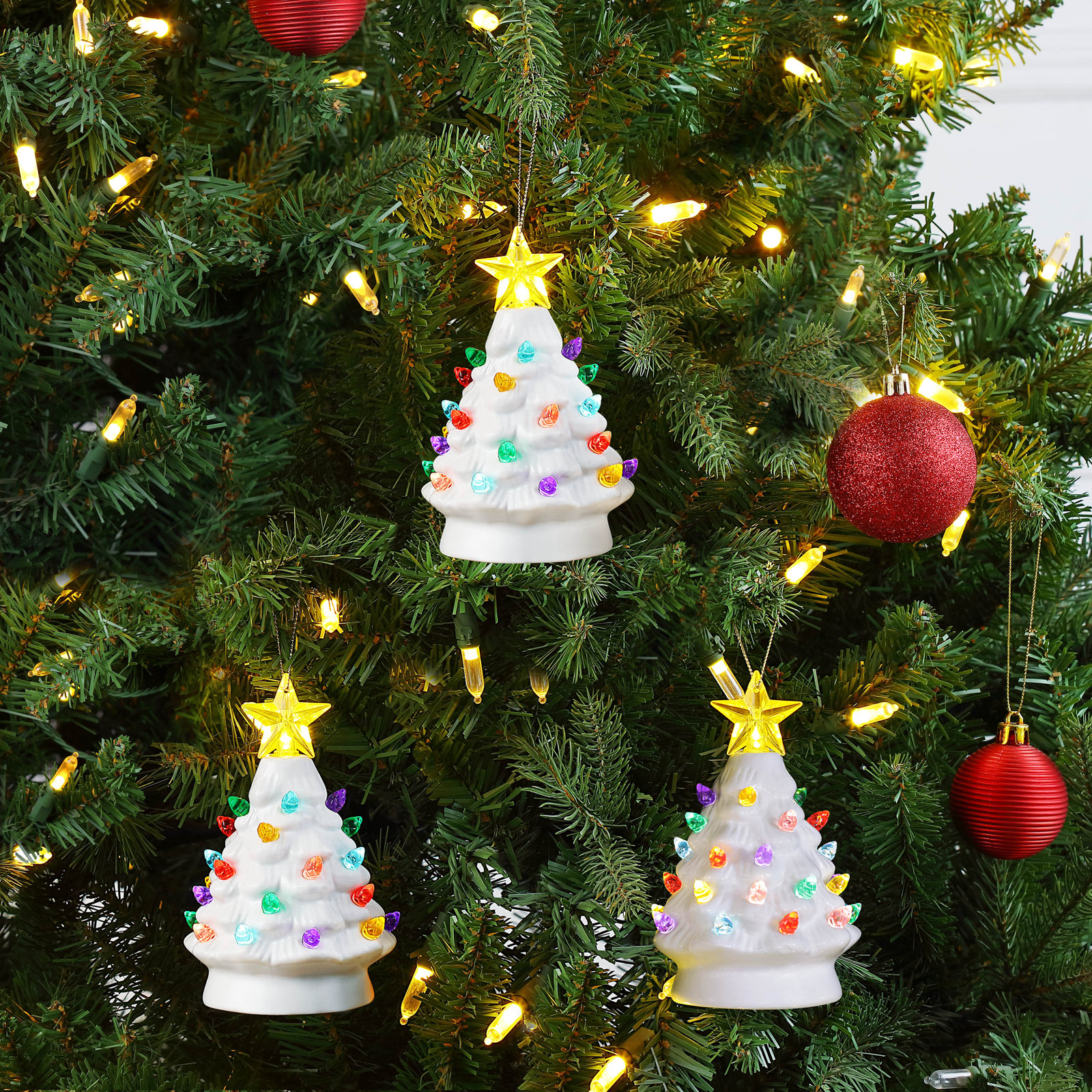Nostalgic Ceramic Tree Ornaments, White