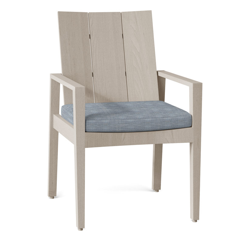 Chaise avec accoudoirs Ashland en teck - Huître, Pas de soudure, InsideOut® Rollo ‑ lin Chambray, Huître teck