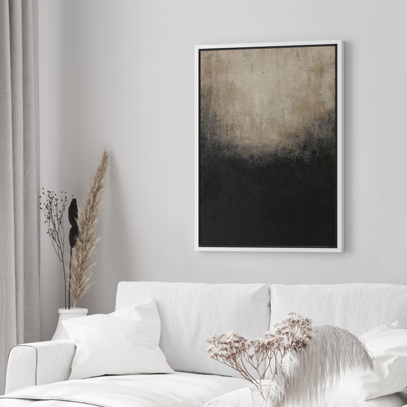 Reproduction d'art abstrait sur toile encadrée pour décoration intérieure moderne, H 24 po x l 16 po, Blanc