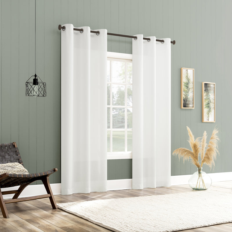 Panneau de rideau semi-diaphane avec œillets Landon, L 40 po x L 63 po, Blanc
