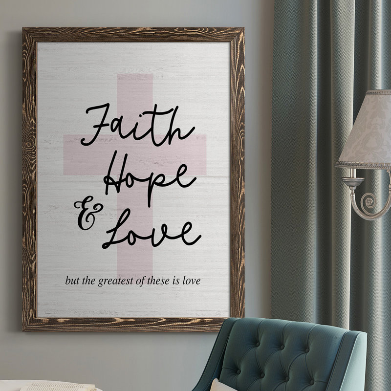 «Vadia Faith Hope and Love Cross», reproduction sur toile encadrée, H 43,5 po x l 31,5 po x P 1 po, Cadre noyer