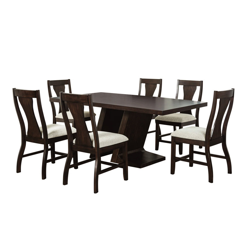 Ensemble de salle à manger 7 pièces avec plateau rectangulaire en espresso