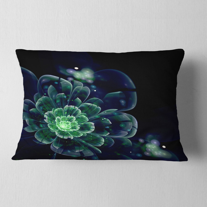 Coussin imprimé floral vert avec motif floral abstrait