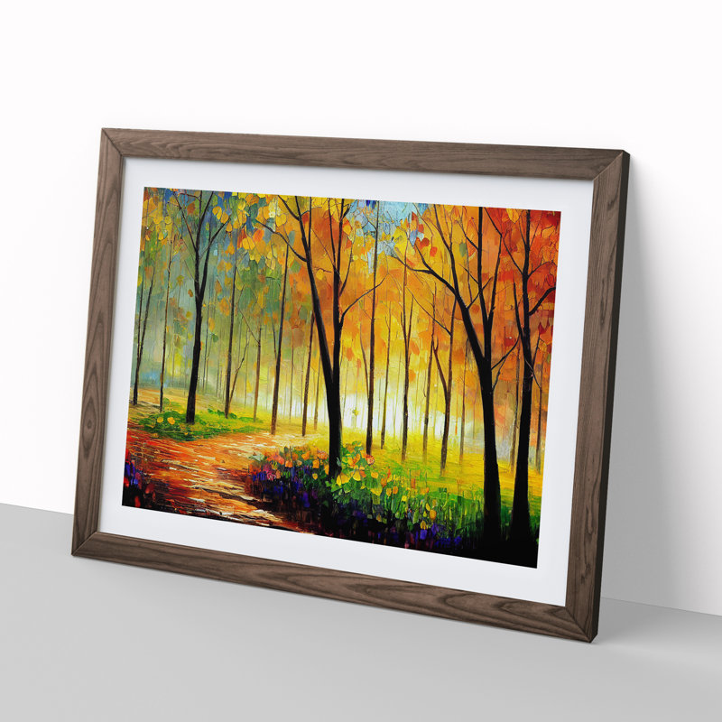 Magical Forest Vol.2 Abstract - Framed Print, 34cm H x 46cm W x 2cm D, Walnut